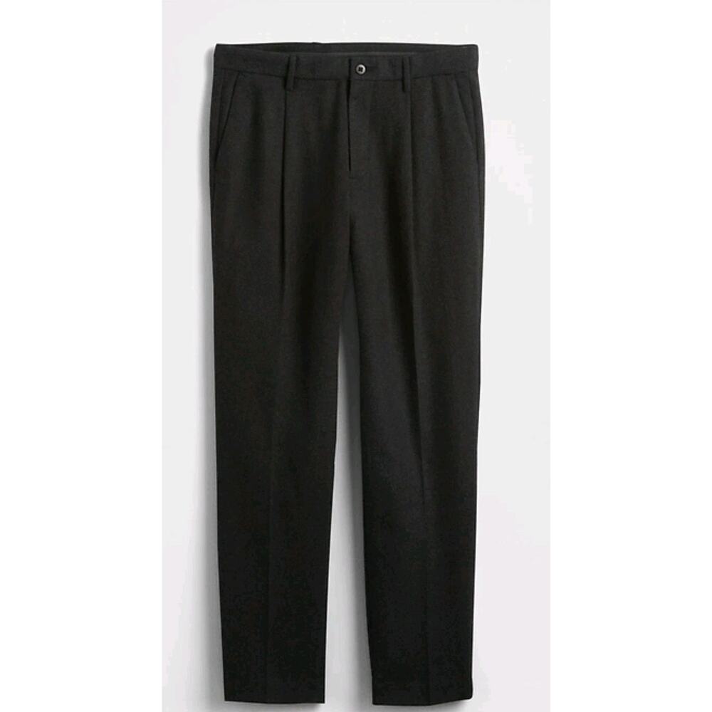 Gap Men’s 33x34 Wool Blend Relaxed Straight Dress Pant Black Heather